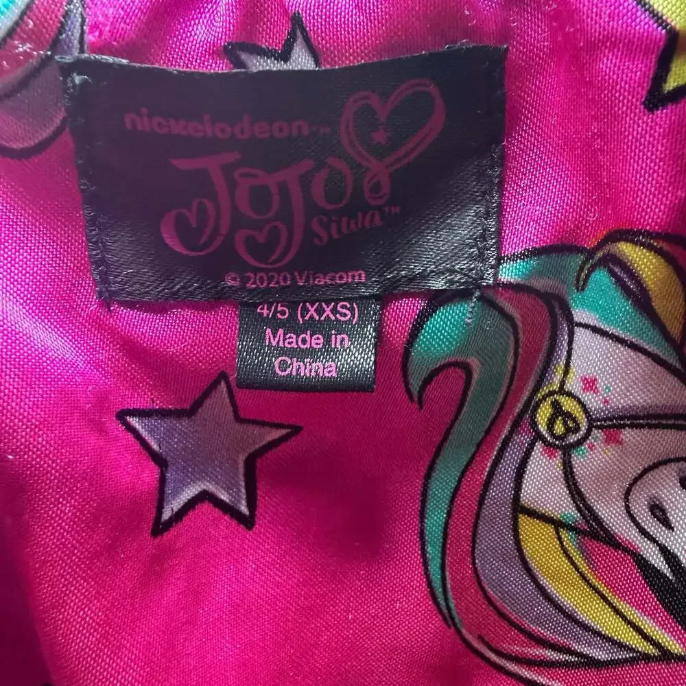 JoJo Siwa Girls Sequin Bomber Jacket Unicorn Pink Satin Nickelodeon Size‎ 4/5